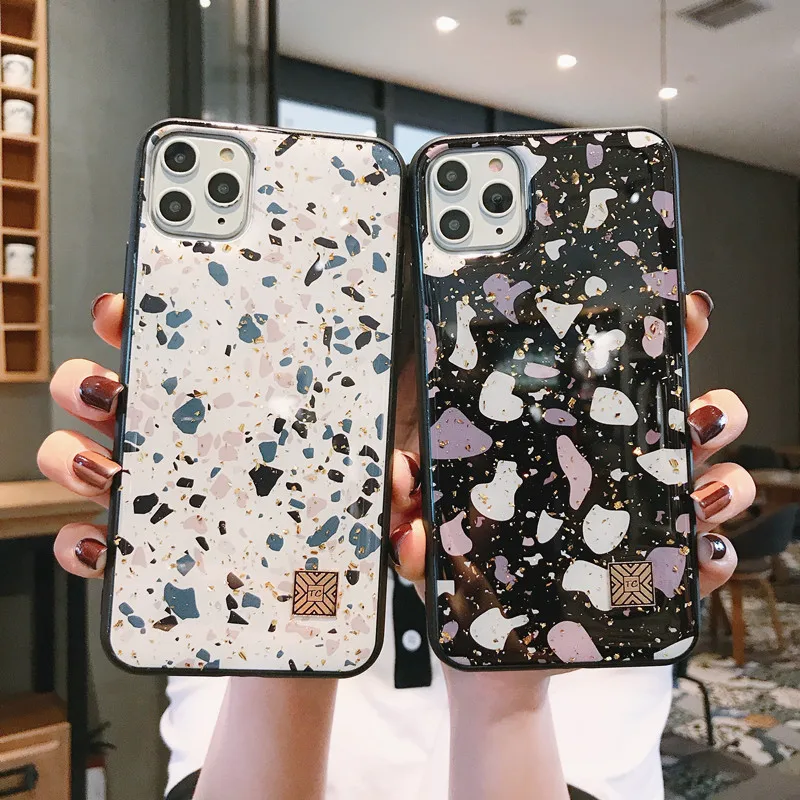 

Gold Foil Bling Phone Case For iPhone 11 Pro Max 12 Mini X XS XR 6S 7 8 Plus Capa Luxury marble Cover Shockproof Slim Fit Shell