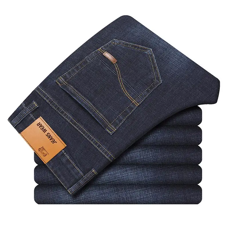 Blue Black Новинка, 3 цвета, классический стиль, мужские джинсы, весна-осень, стиль, эластичные, обтягивающие, Брендовые брюки, синий светильник, синий цвет - Цвет: Blue Black