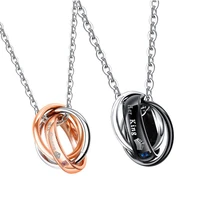 fashion stainless steel her king his queen pendant chain necklace for women men couple jewelry