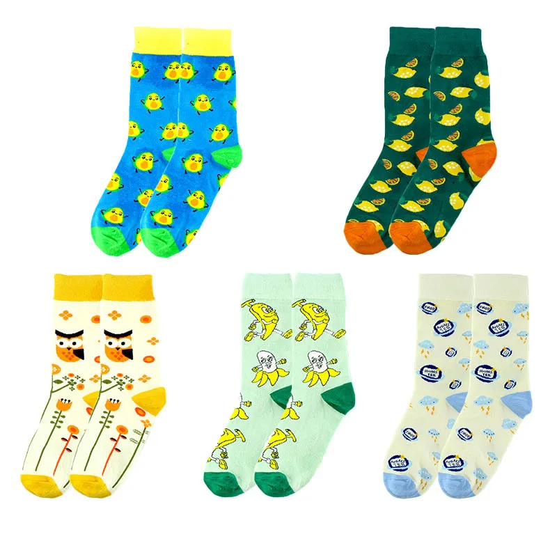 

Fruit Sock Women Animal Woman Socks Owl Creative Pears Casual Ladies Sox Cotton Autumn Winter Girls Trendy Harajuku Calcetines