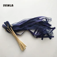 50pcslot dark blue lace wedding wands with bell for wedding party