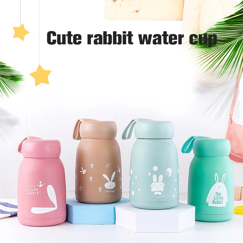 330ml Rabbit Thermos Cup Double Insulated Glass Water Bottle Temperature Cup Thermos Coffee Vacuum Flasks Tea Milk Children Gift