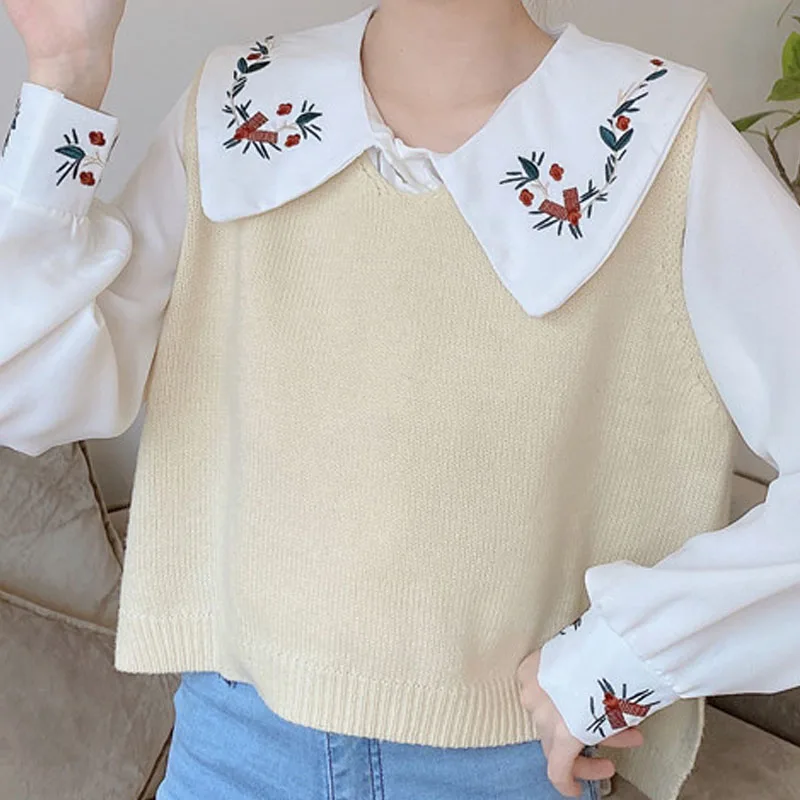 Винтажная блузка с цветочной вышивкой для женщин рубашки 2021 Весенняя шифоновая