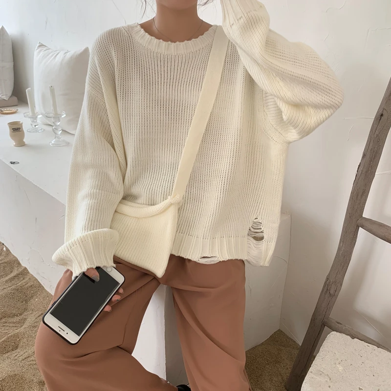 Корейский женский свитер зимняя одежда для женщин плюс размер круглый вырез