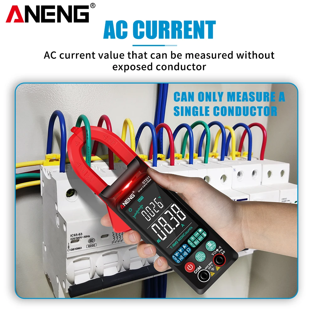 ANENG ST211 Digital Clamp Meter 6000 Counts Multimeter DC/AC Voltage Current Tester Car Amp Hz Big Color Screen NCV Ohm Test | Инструменты