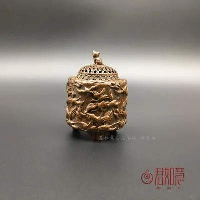 

Exquisite red copper relief thousand crane incense burner home decoration