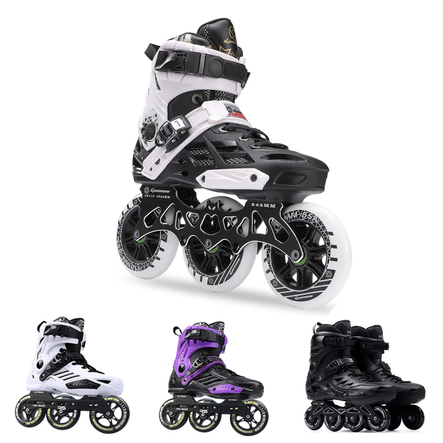 Professional Adult Roller Skating Shoes 3*110mm Changeable Slalom Speed Patines Free Racing Skates for SEBA Powerslide User F040