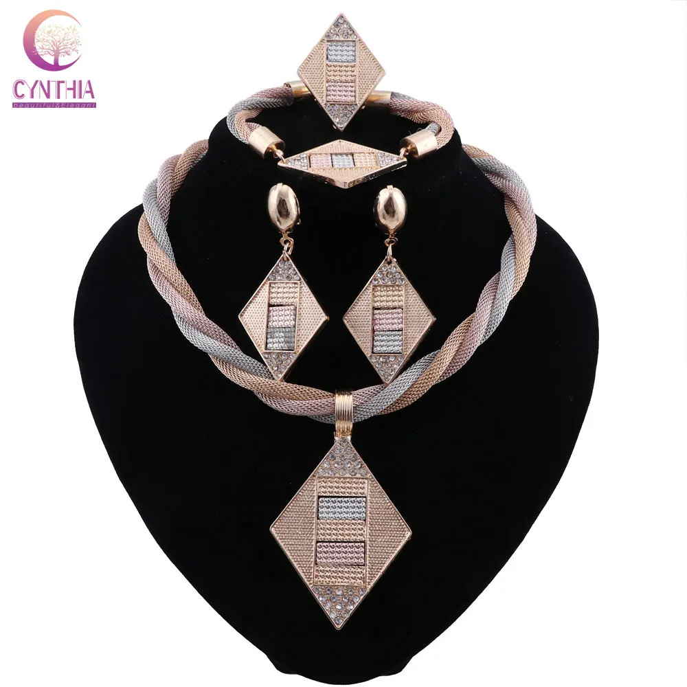 Ювелирный Комплект CYNTHIA Нигерия Дубай золотой цвет африканские бусины ювелирные