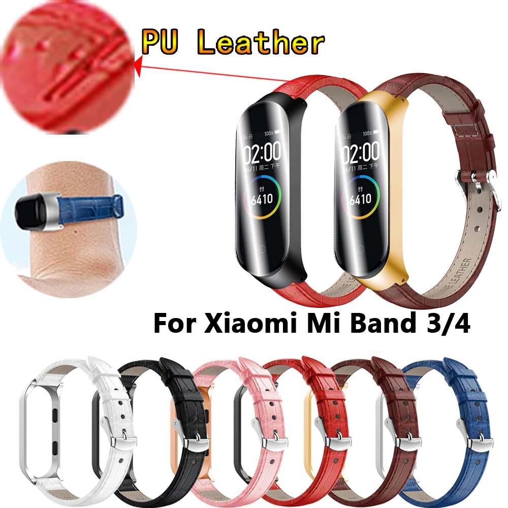 Ремешок из натуральной кожи для Mi Band 4 браслет смарт часов Xiaomi 3 NFC аксессуары