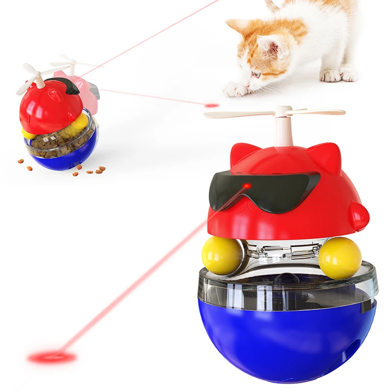 

Interactive Cat Toy Tumbler Toy Treat Food Dispenser Toys with Rolling Balls Funny Cat Slow Feeder IQ Training Leakage Food Ball
