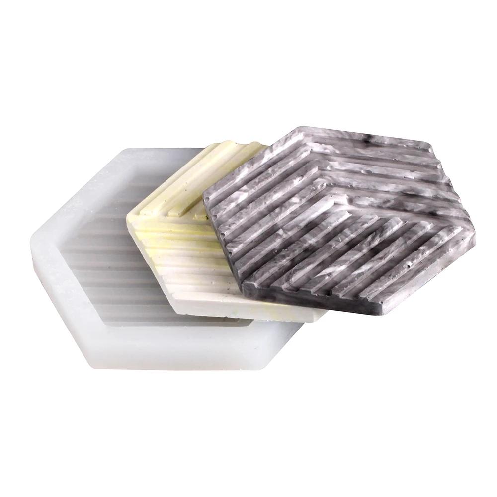 

Silicone Mold Concrete Hexagon Shaped Trays Tea Mould Handmade Resin Coaster Making Tool