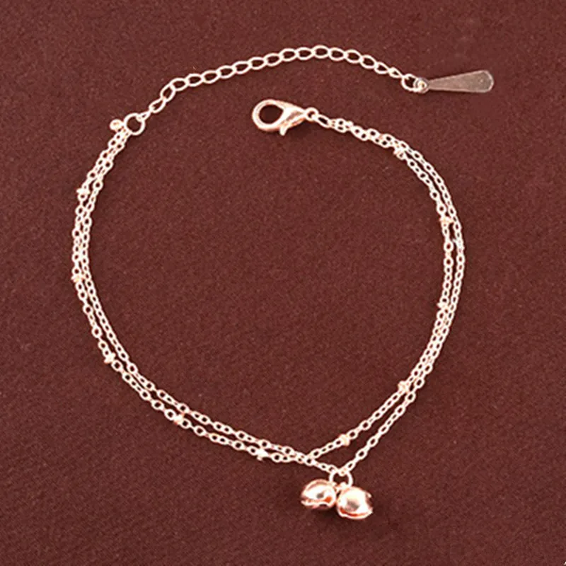 

Hot Selling Little Bell Anklet Bracelet Rose Gold Color Heart Coins Crystal Anklets For Women Barefoot Anklet Foot Chain Jewelry