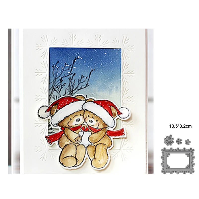 

4pcs Christmas Snowflake and border background Metal Cutting Scrapbook Mold Making Greeting Card Craft 2021 New DIY Art Paper