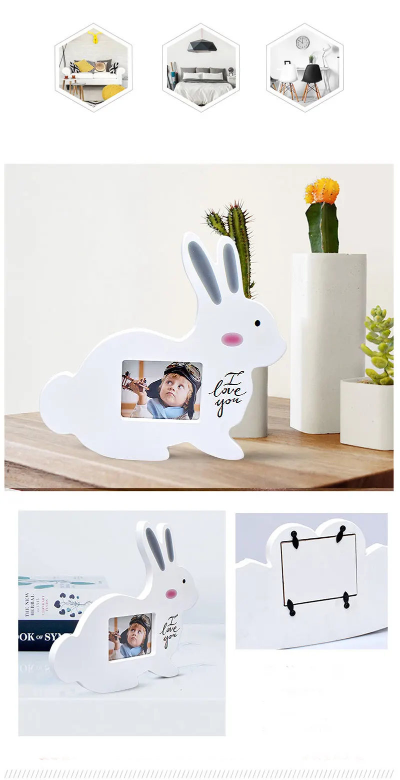 Милая детская фоторамка "сделай сам" отпечаток руки или след поцелуй кролик фоторамка с ростом ребенка Мемориал Подарочная рамка для домашнего украшения