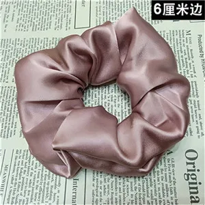 BeanPink Модные женские элегантные 6 см ширина чистый шелк резинки для волос милая резинка OL базовый зажим для волос конский хвост держатель - Цвет: BeanPink