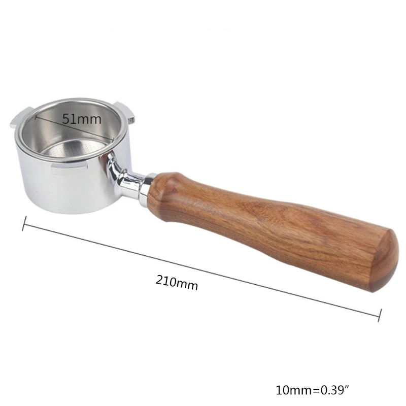 

51mm Coffee Machine Filter Holder ECO680 685 Bottomless Portafilter with Wooden Handle Replacement