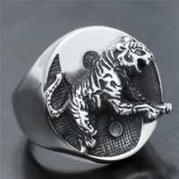 fashion men rings tiger animial pattern alloy rings punk rock rings for men anniversary party gift vintage jewelry accessories