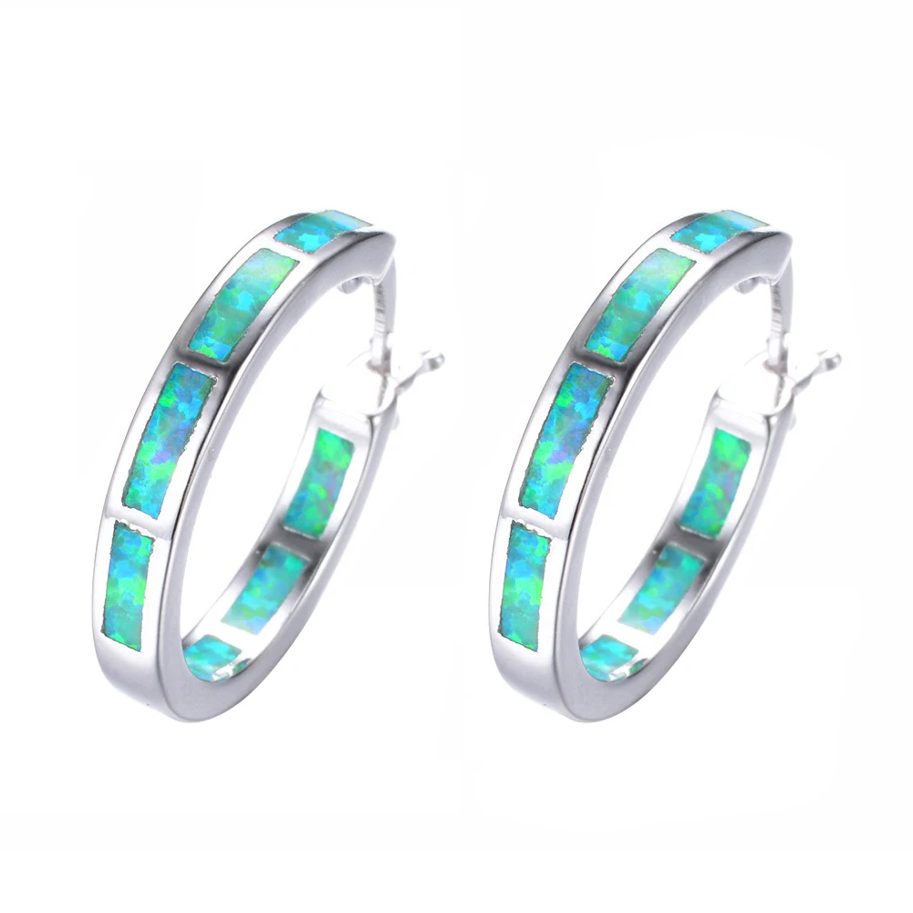 Fashion Earrings shiny and charming Women Multicolor Faux Fire Opal Inlaid Circle Dangle Hoop Jewelry Gift anti-allergy | Украшения и