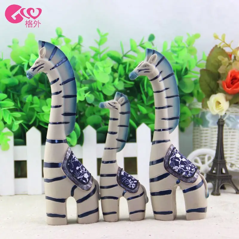 

European Chinese style Resin Crafts zebra Blue and white cloth models Gift home desktop decor decoration ornaments(A712)