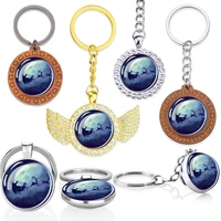 fashion christmas accessory charms crystal keychain cute santa and elk glass ball keychains keyrings for women men gifts jewelry