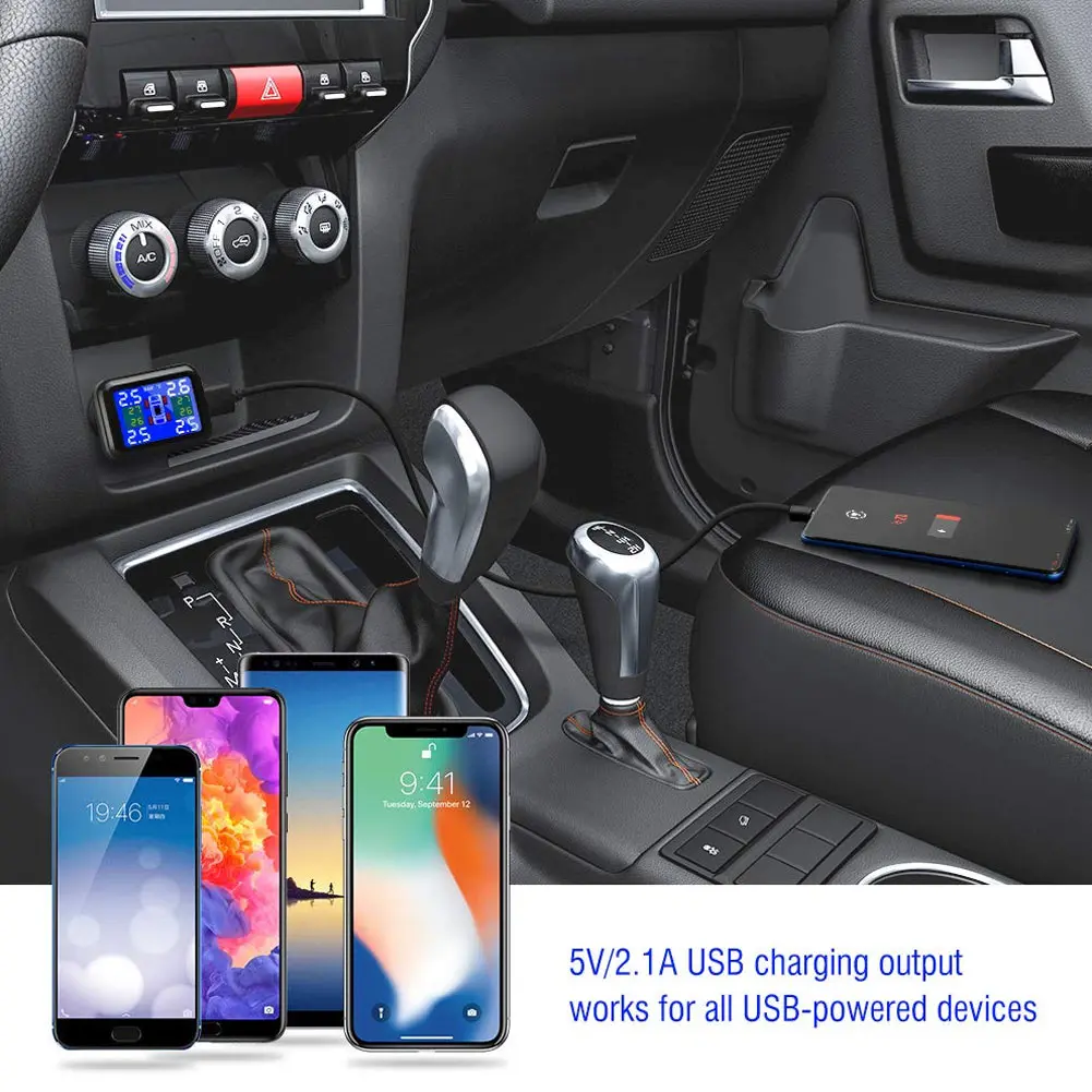 

Car Tire Pressure Monitor System Wireless Real-time LCD Display Alarm with 4pcs External Sensor F-Best