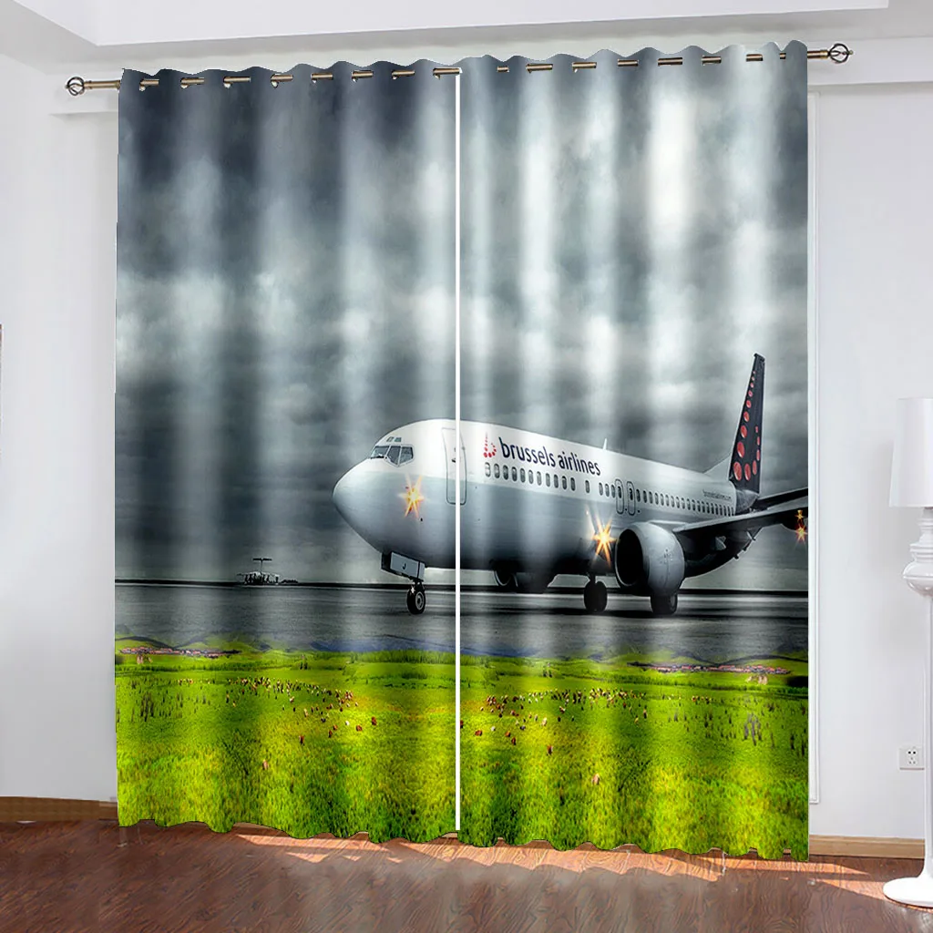 

Airplane 3D Printing Window Curtains Modern Living Room Curtain for Bedroom Home Decor Blackout Curtains Curtain Living