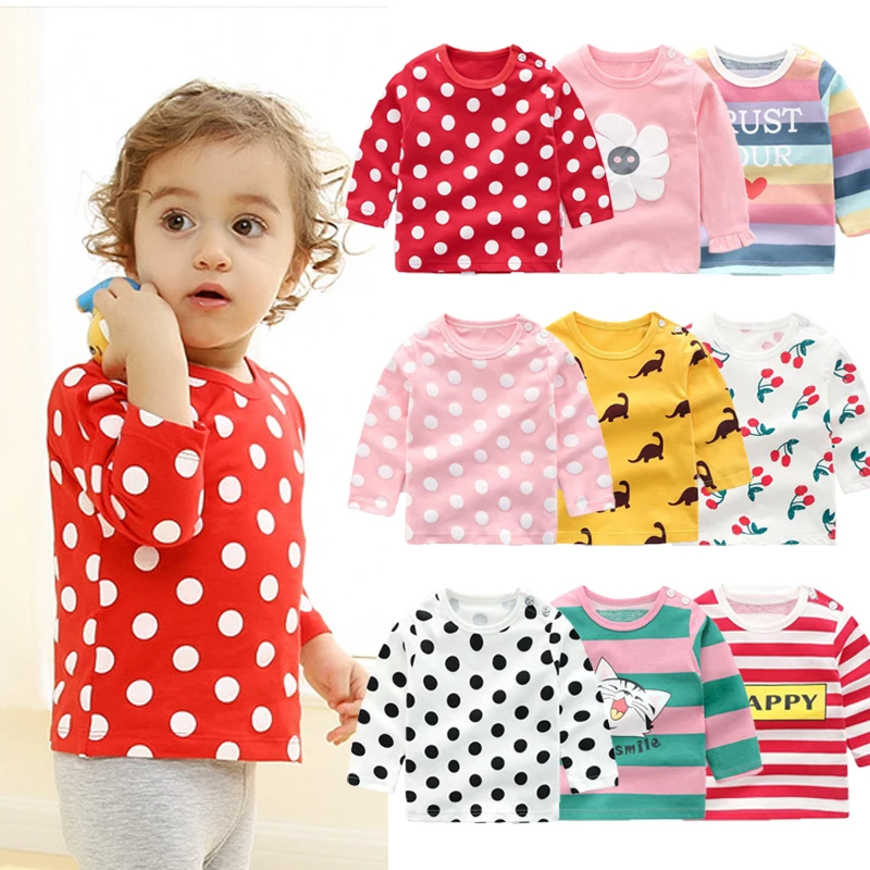 2021 New Baby Children's Clothing Cotton Long-sleeved T-shirt Korean Version Cute Tops Tee Underwear Soft Casual Bottoming Shirt