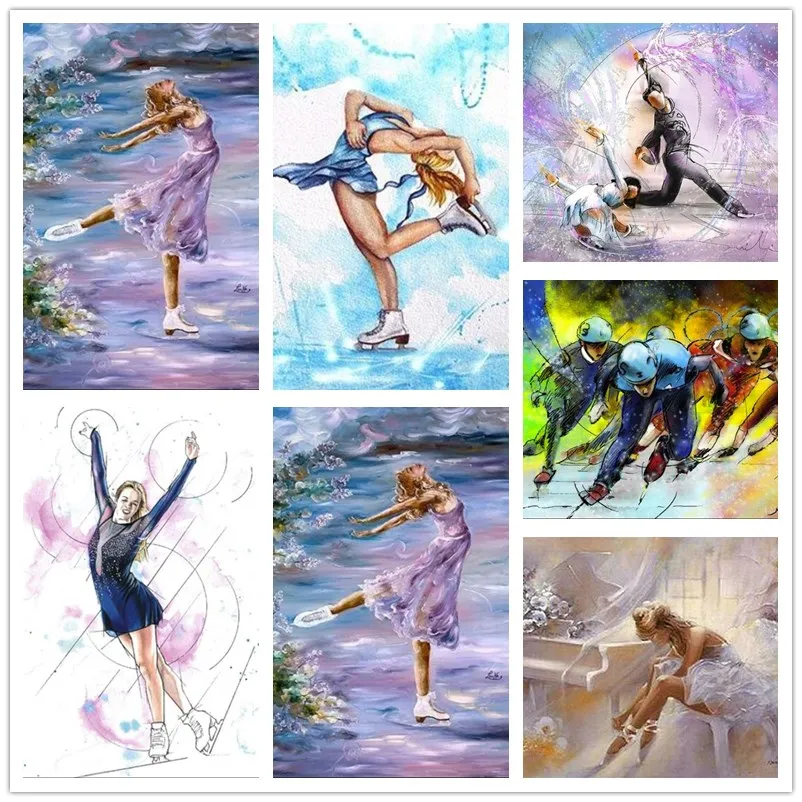 All-wheel diamond mosaic skating girl 5D DIY embroidery icon painting cross stitch kit handmade art wall sticker | Дом и сад