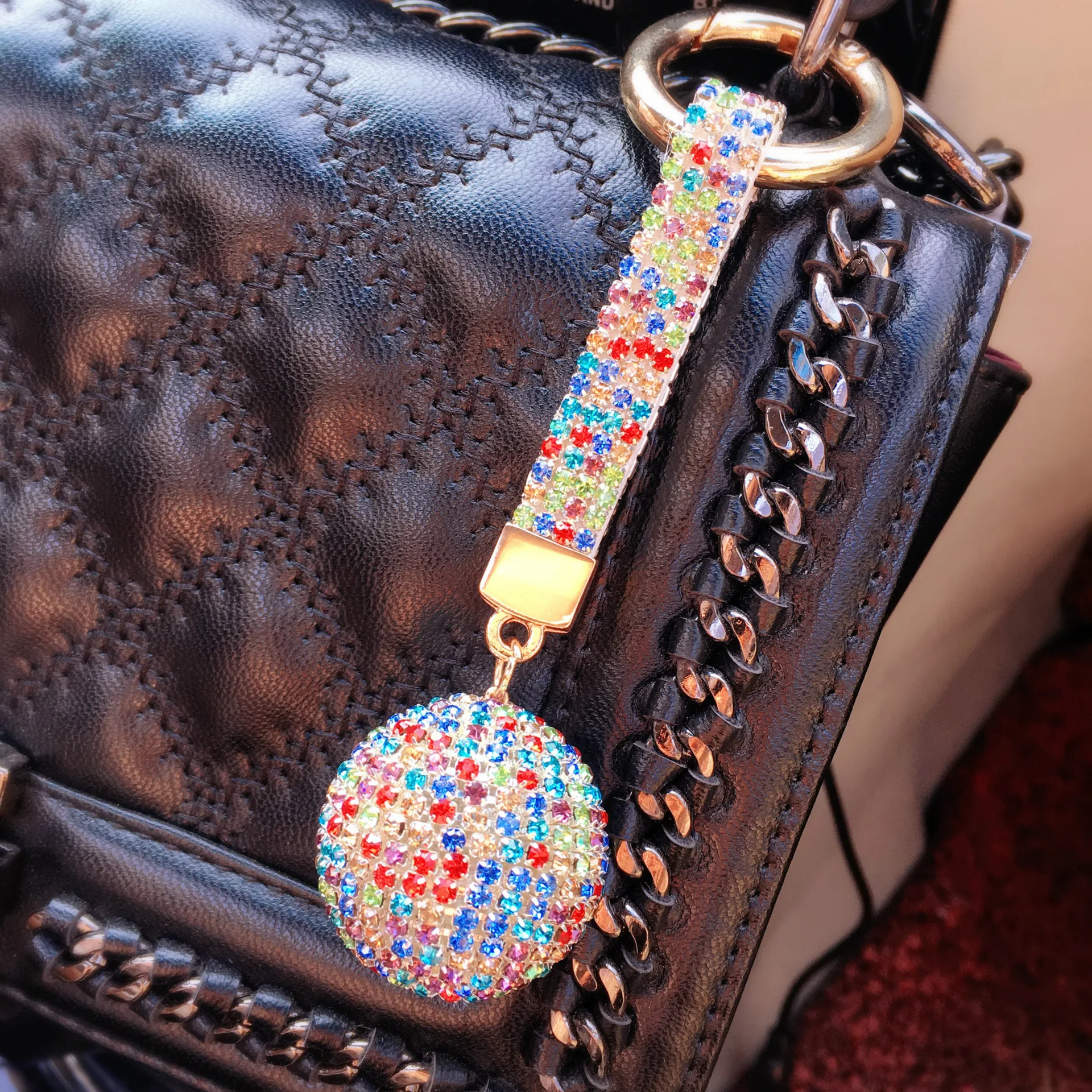 1 шт./лот брелок с кристаллами кожаный ремешок со стразами высокое качество