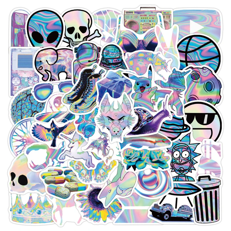 

Голографические лазерные Мультяшные граффити-наклейки, 10/30/50 шт.