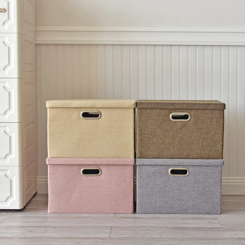 YIWUMART Foldable Clothing Storage Box With Lid Toy Quilt Basket Wardrobe Organizer Solid Color Dustproof Cardboard | Дом и сад