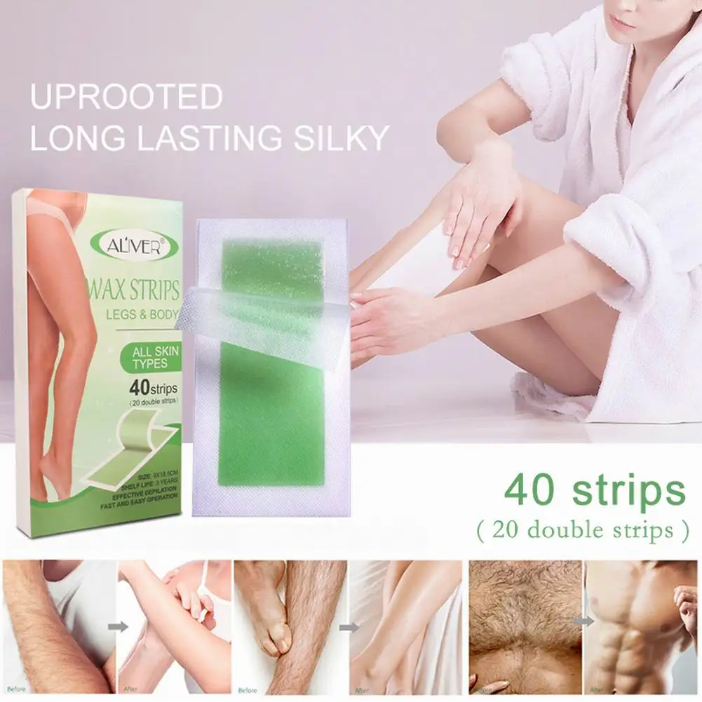 

40pcs Wax Strips Effective Hair Removal for Arms Legs Underarm Hair Eyebrow Bikini Epilator Wax Strip Paper Roll Fast delivery