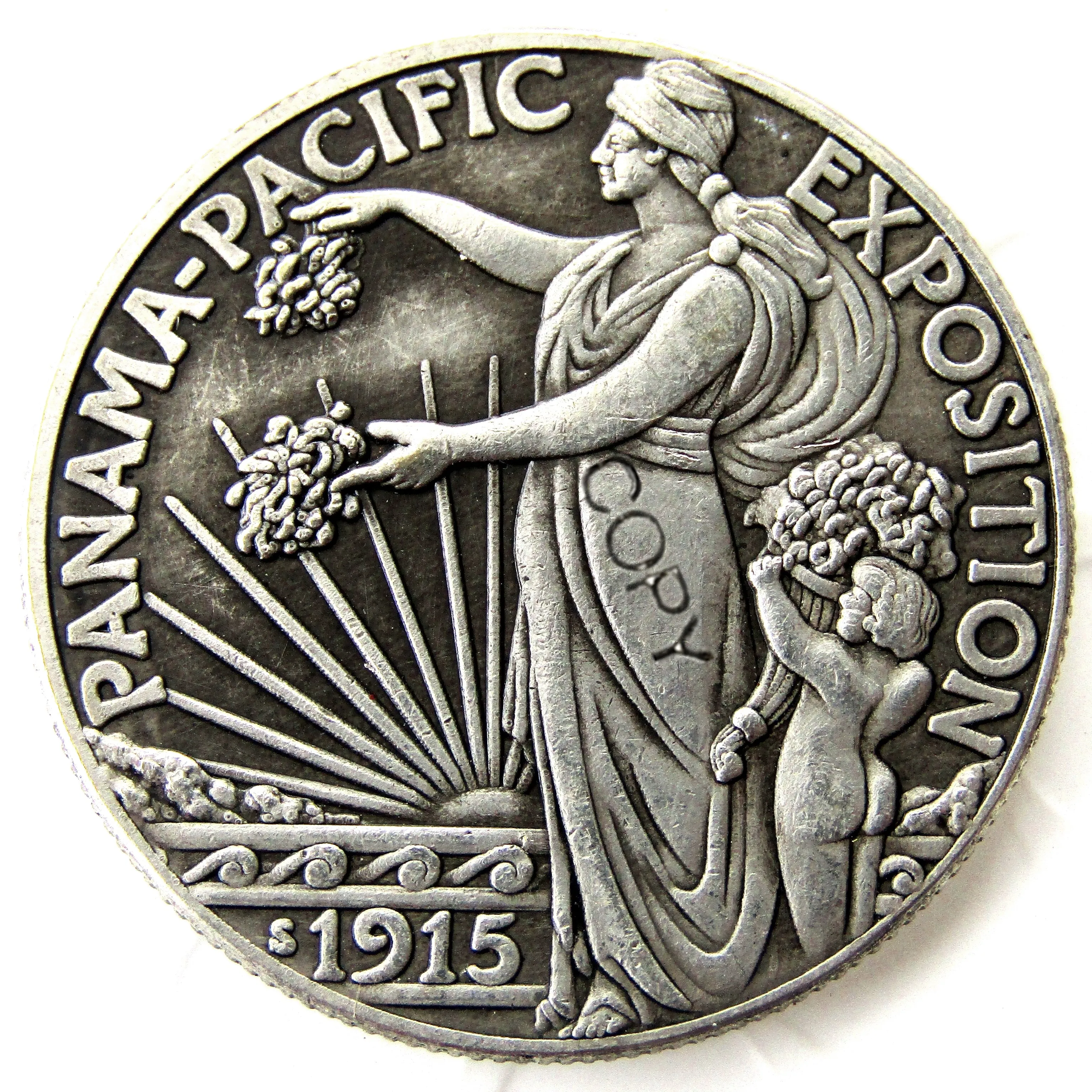 1915-х Панама Тихоокеанская экспозиция Памятная Половина копия доллара монеты посеребренные