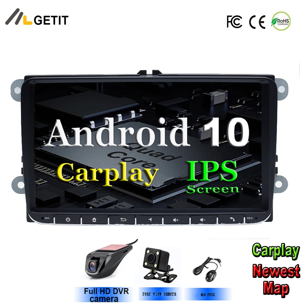 Автомобильный мультимедийный плеер Android 10 для vw Seat Altea Toledo GOLF 5/6 Polo Passat B6 CC Tiguan Touran