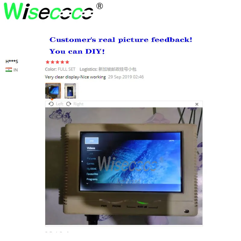 Wisecoco 7 дюймов 1024*600 ips экран дисплей ЖК TFT монитор EJ070NA-01J с драйвером плата управления 2AV HDMI VGA для Raspberry Pi