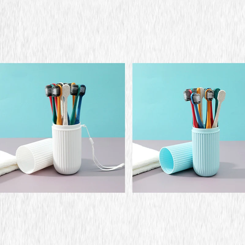 

Toothbrush Japanese Style Wide Head Soft Hair Adult Couple Travel Toothbrush Oral Cleaning Teeth Care Whith Toothbrushing Cup