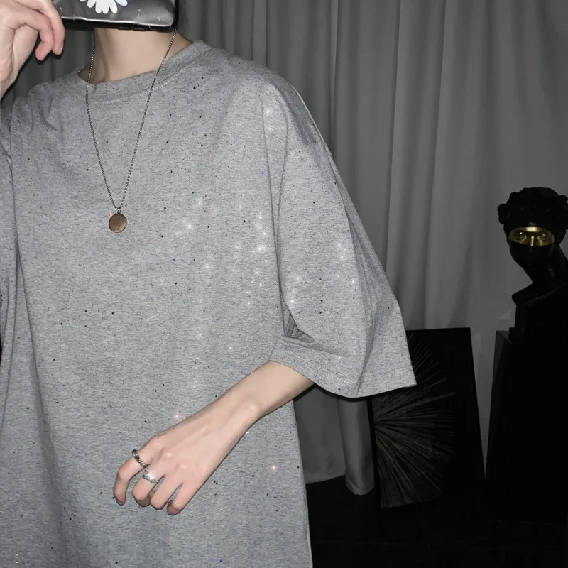 

Summer Hip-hop Bright Color T Shirt Men's Fashion Solid Color Cotton T-shirt Men Streetwear Wild Loose Hip-hop Tshirt Mens Tops