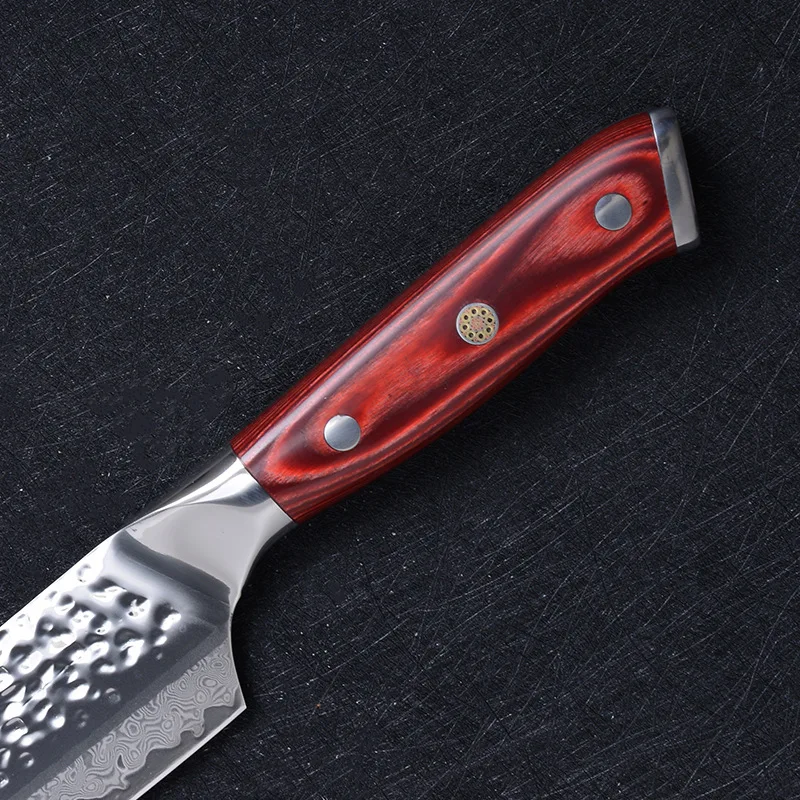 

Timhome 8inch Damascus Knife Professional sharp Chef Knife 67 layers Damascus Steel Kitchen Knives with Red Pakka Wood Handle