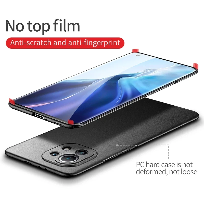For Xiaomi 11 Lite 5G NE Hard PC Shockproof Cover Ultra Slim Matte Case For Xiaomi Mi 11 11i 11X 11T Pro Ultra Covers