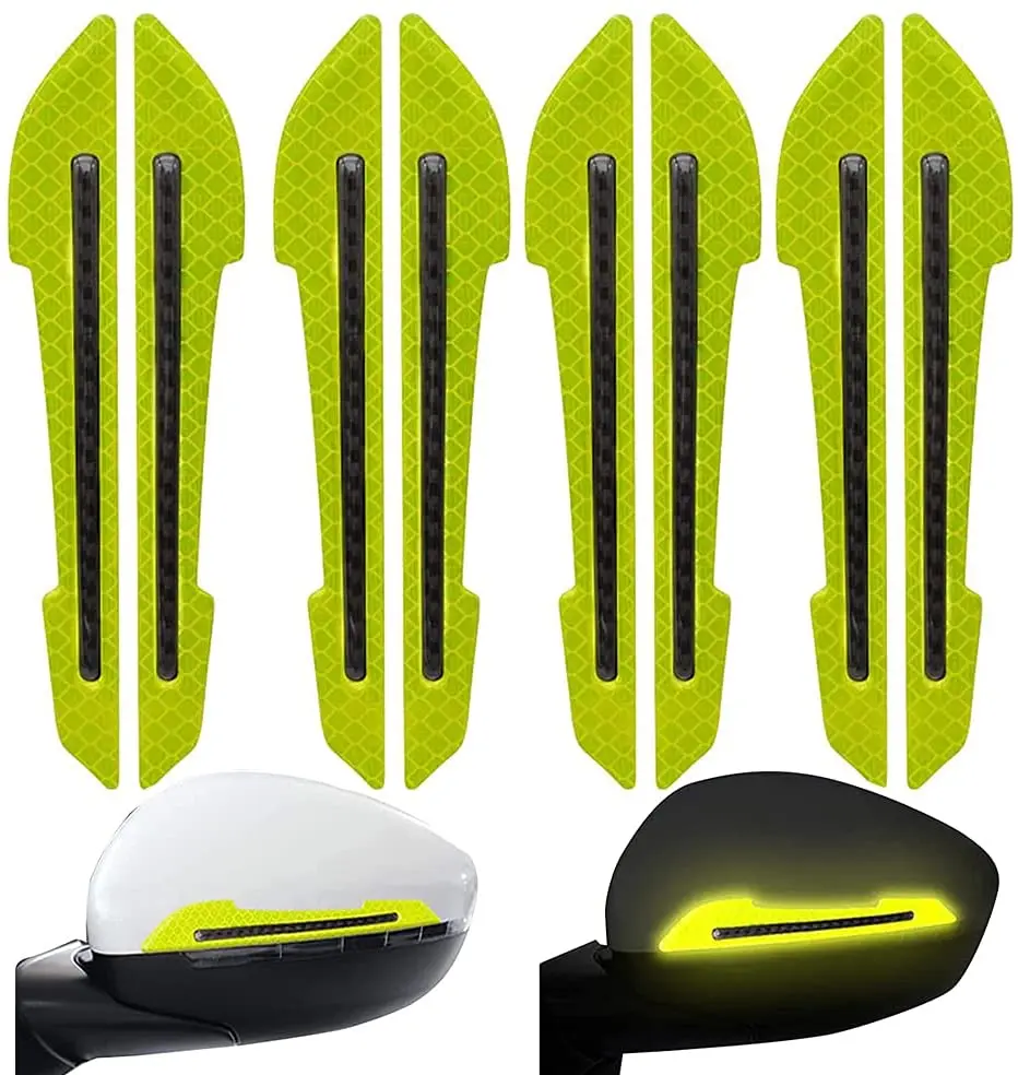 

8pcs Car Rearview Mirror Reflective Stickers Auto Body Protector Door Handle Scratch Cover Bumper Guard Protective Film Green