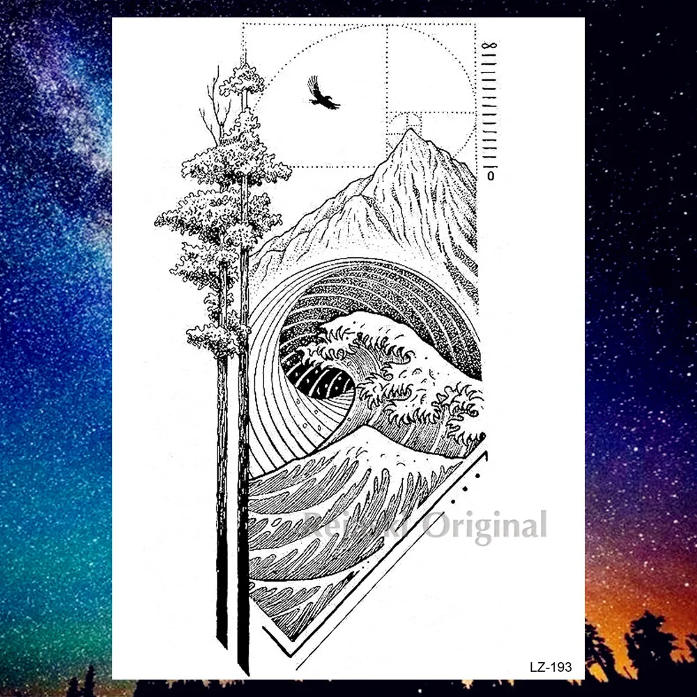 

Geometric Flower Temporary Tattoos For Women Girl Fashion Body Art Arm Tattoo Fake Black Waterproof Rose Poney Tatoo For Holiday