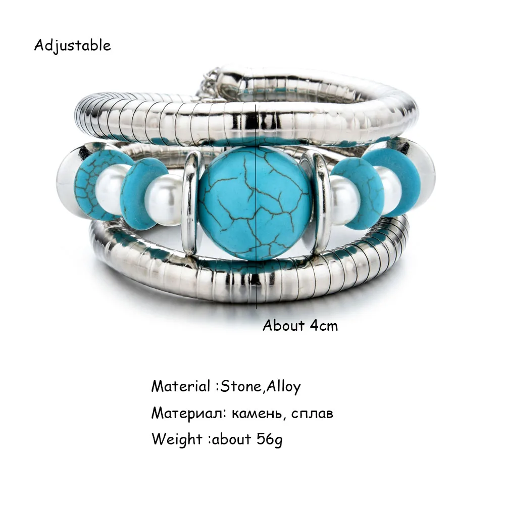 Женский серебряный браслет с натуральным камнем в богемном стиле|Браслеты