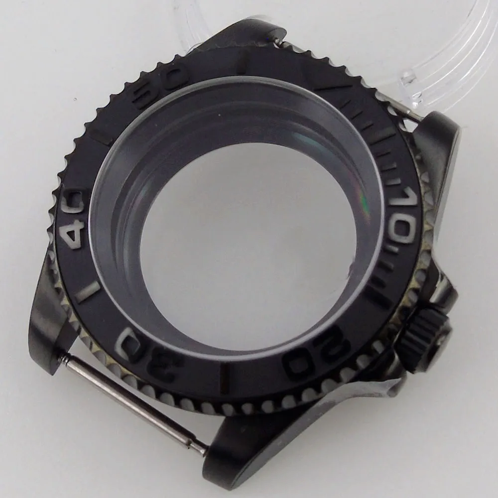 40 мм Bliger черный PVD покрытием чехол для часов сапфир/купольное минеральное стекло