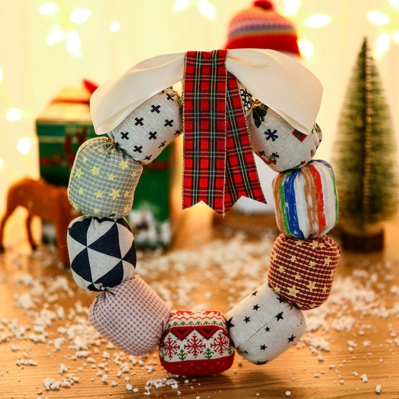 Artificial Christmas Fabric Art Wreath Cloth Garland Ornament For Front Door Wall Window Farmhouse Home Decoration | Дом и сад