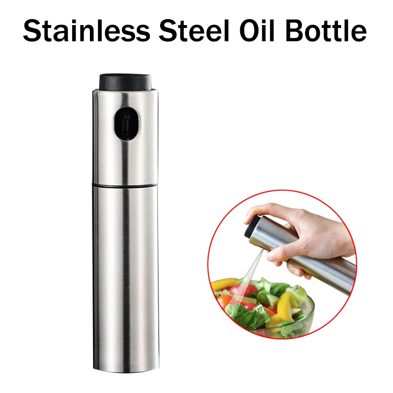 

100ml Stainless Steel Oil Spray Bottle Baking Oil Vinegar Spray Bottle Liquid Spice Subpackage Bottling BBQ Sprayer Kitchen Tool