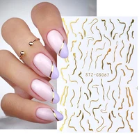 nail stickers back glue golden lines french striped cow pattern designs nail decal decoration tips for beauty salons