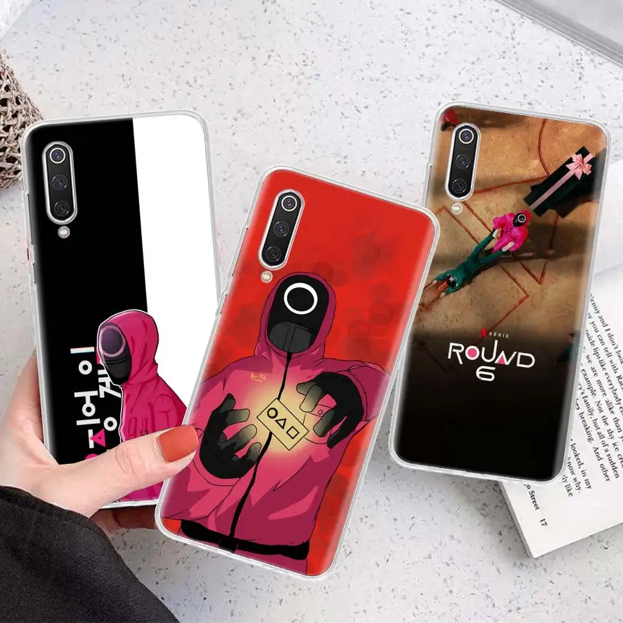 

New Squid game Phone Case For Xiaomi F1 F2 F3 X2 X3 M3 CC9 K20 Capa Mi 11 Lite Note 10 10T Pro 9 9T 8 6X 5X A3 A2 A1 Cover Capa