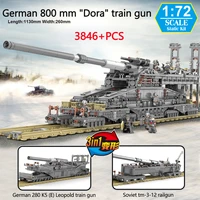 3846pcs kazi german 800mm %e2%80%98dora%e2%80%99 train gun military artillery building blocks boy assembled toys parent child model tank series