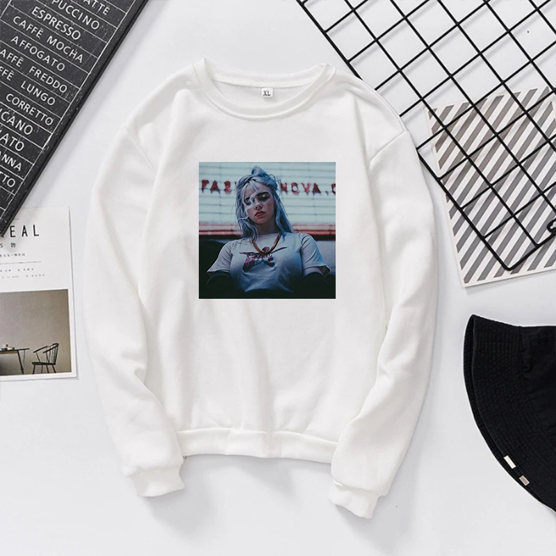 Billie Eilish толстовка с принтом kawaii Толстовка Полерон женская одежда Harajuku