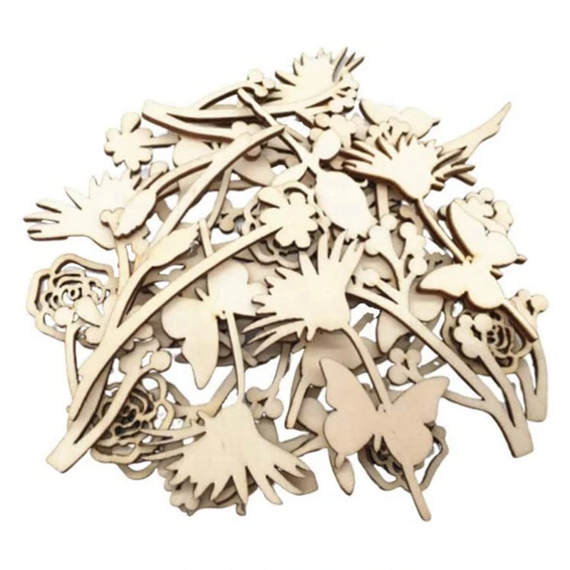 

30Pcs Wooden Flowers for Crafts Unfinished Wood Cutouts Wood Slices for DIY Wedding Birthday Party Favors Centerpieces